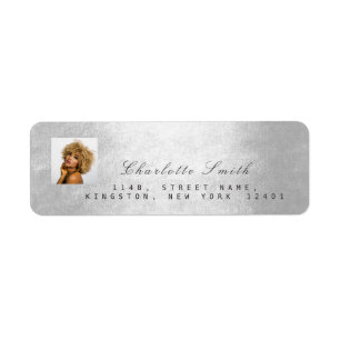Foto Silver Gray RSVP Adress Name Metallic Minima Etiket
