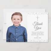 Foto: Silver Stardust First Heilige Communie Bedankkaart (Voorkant)