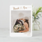 Foto Simple Elegant Custom Wedding Hand Lettered Bedankkaart (Staand voorkant)