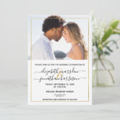 Foto Simple Elegant Script Black and Gold Wedding Kaart (Staand voorkant)