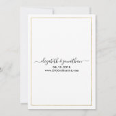 Foto Simple Elegant Script Black and Gold Wedding Kaart (Achterkant)
