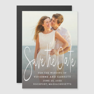 Foto Sla de datummagneten op, één foto Magnetische Uitnodiging