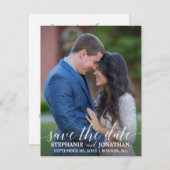 Foto slaat het moderne kalligrafische script van d save the date (Voorkant / Achterkant)