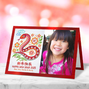 Foto Slang 2025 Chinese Maan Nieuwjaar Papercut Feestdagen Kaart
