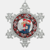 Foto-sneeuwvlokpeerkerstversiering Tin Sneeuwvlok Ornament (Voorkant)