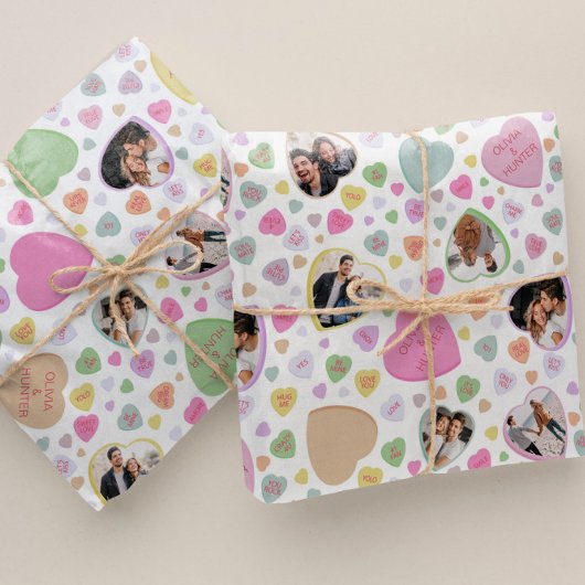 Foto Snoep Heart Valentijnsdag Gift Wrap Cadeaupapier