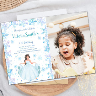 Foto: Snow Falk Princess Birthday-uitnodigingen Kaart