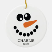 Foto Snowman Face Keramisch Ornament (Voorkant)