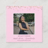 Foto | Sociale media | Roze glitter | QR-code Vierkante Visitekaartje (Voorkant)