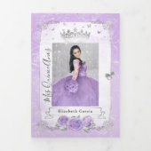 Foto Spaans Licht Paars en Silver Quinceanera Drieluik Uitnodiging (Cover)