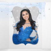 Foto Spaans Zilver Royal Blue Quinceanera Drieluik Uitnodiging (Binnenkant midden)