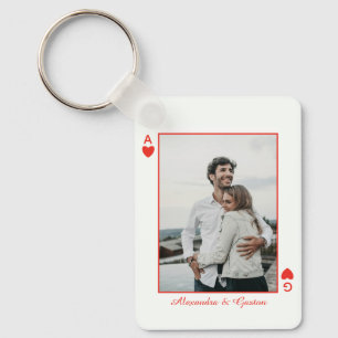 foto speelkaarten hart liefde aas eenvoudig sleutelhanger