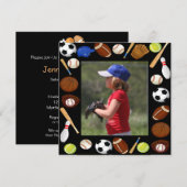 Foto Sports Birthday Uitnodiging (Voorkant / Achterkant)