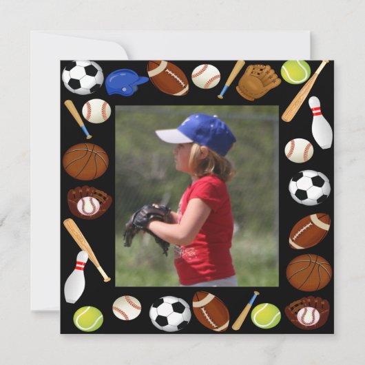 Foto Sports Birthday Uitnodiging (Voorkant)