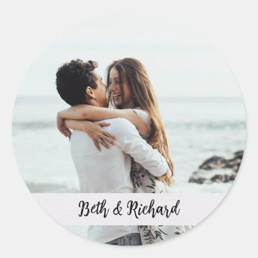 Foto Stickers met aangepaste tekst onderaan (Voorkant)