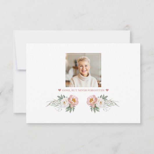 Foto Stof Roze Witte Bloemen Ter Herinnering Bedankkaart (Achterkant)