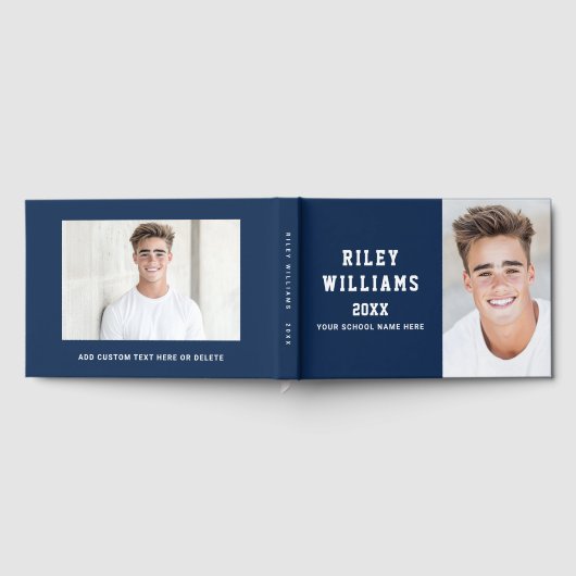 Foto student afstuderen afstuderen donkerblauw gastenboek (Volledig)