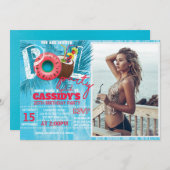 Foto Summer Pool Party Verjaardag Kaart (Voorkant / Achterkant)