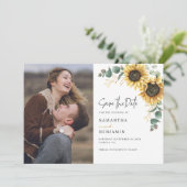 Foto Sunflower Eucalyptus Weddenschap Save The Date (Staand voorkant)