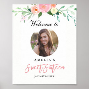 Foto Sweet Sixteen Welkomstteken Botanisch Poster