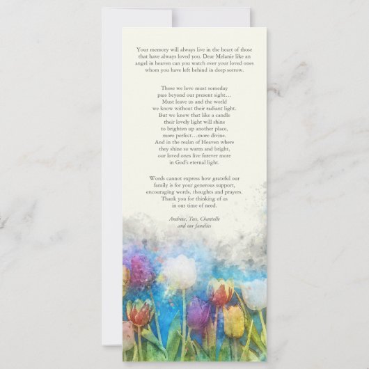 Foto Sympathie Bloemenbegrafenis Dank u kaart (Achterkant)