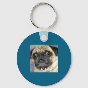 Foto T-shirt Bruh Verraste Pug Hond Wazig Sleutelhanger