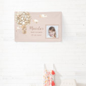 Foto Teddybeer ballonnen Baby shower Gepersonalise Spandoek (Insitu)