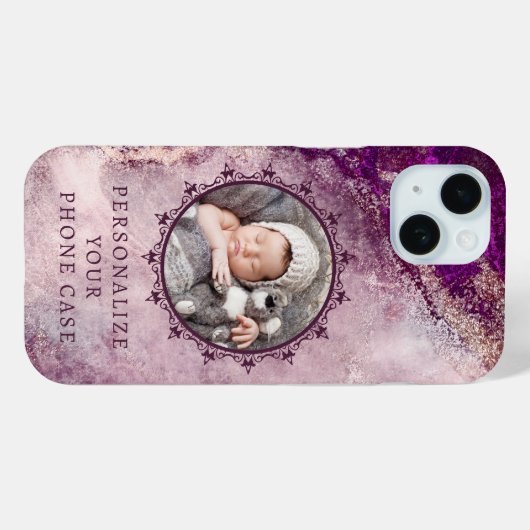 Foto & tekst toevoegen Elegante Klasse Paarse Case-Mate iPhone Case (Achterkant (horizontaal))