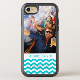 Foto & Tekst Wit en Aqua Zig Zag Patroon OtterBox Symmetry iPhone 8/7 Hoesje