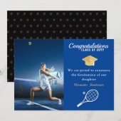 Foto Tennis player Blue Gold White afstuderen Aankondiging (Voorkant / Achterkant)