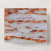 Foto Terracotta Copper Marble Geometric Elegant All In One Uitnodiging (Achterkant)