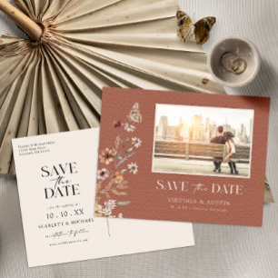 Foto Terracotta Save The Date-ansichtkaart Briefkaart