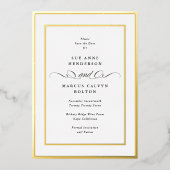 Foto Terug Goud Lijst bruiloft Save the date Folie Uitnodiging (Voorkant)