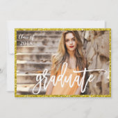 FOTO TOEVOEGEN - Afstuderen Glitter Invitation Kaart (Voorkant)