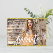 FOTO TOEVOEGEN - Afstuderen Glitter Invitation Kaart (Staand voorkant)