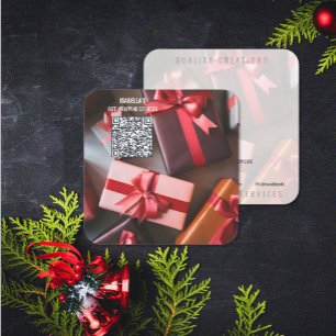 Foto toevoegen Kerst QR-code Vierkante Visitekaartje