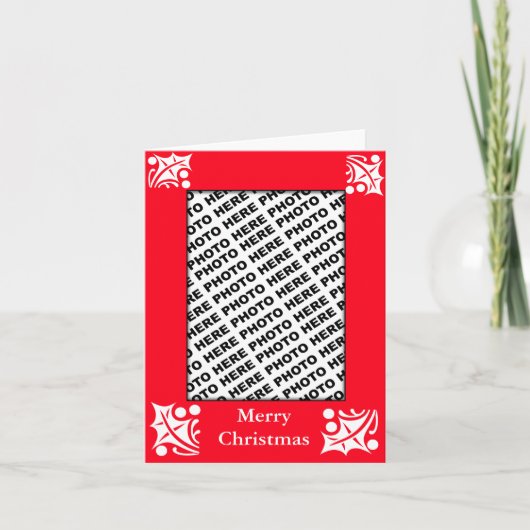 Foto toevoegen Merry Christmas Kaart Red Leaf (Voorkant)
