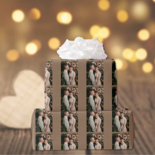 Foto toevoegen Monogram bruiloft paar Cadeaupapier