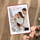 Foto Trendy Minimalist Plaid Gingham Xmas tree Feestdagenkaart