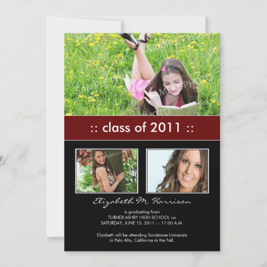 Foto Trio Aangepaste Afstudeeraankondiging (wijnro Aankondiging (Voorkant)