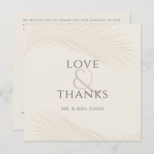 Foto Tropical Leaf Wedding Flat Dank u kaart (Voorkant / Achterkant)