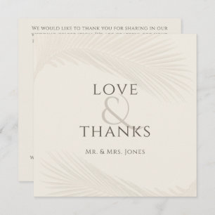 Foto Tropical Leaf Wedding Flat Dank u kaart