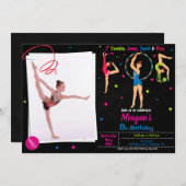 Foto turnverjaardagsuitnodiging meisje salto kaart (Voorkant / Achterkant)