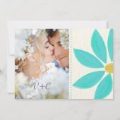 Foto Turquoise Stylized Daisy Wedding Invitting Kaart (Achterkant)