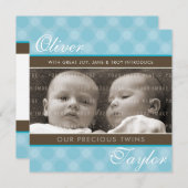 FOTO TWINS GEBOORTE AANKONDIGING schattig jongens (Voorkant / Achterkant)