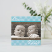FOTO TWINS GEBOORTE AANKONDIGING schattig jongens (Staand voorkant)