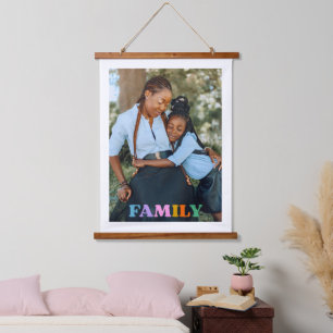 Foto typografie familie modern eenvoudig hangend wandkleed