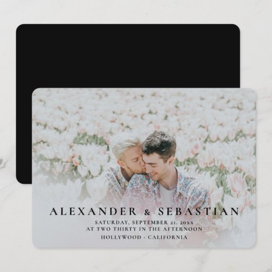 Foto Typografie Simple Gay Save the Date Wedding (Voorkant / Achterkant)