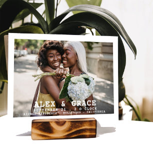 Foto Typografie Simple Gay Save the Date Wedding