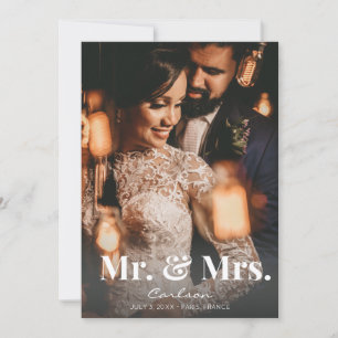 Foto Typografie Wedding Announcement Mr & Mrs. Kaart